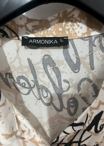 Bej Baskılı Kısa Kollu Kadın Gömlek - Görsel 3