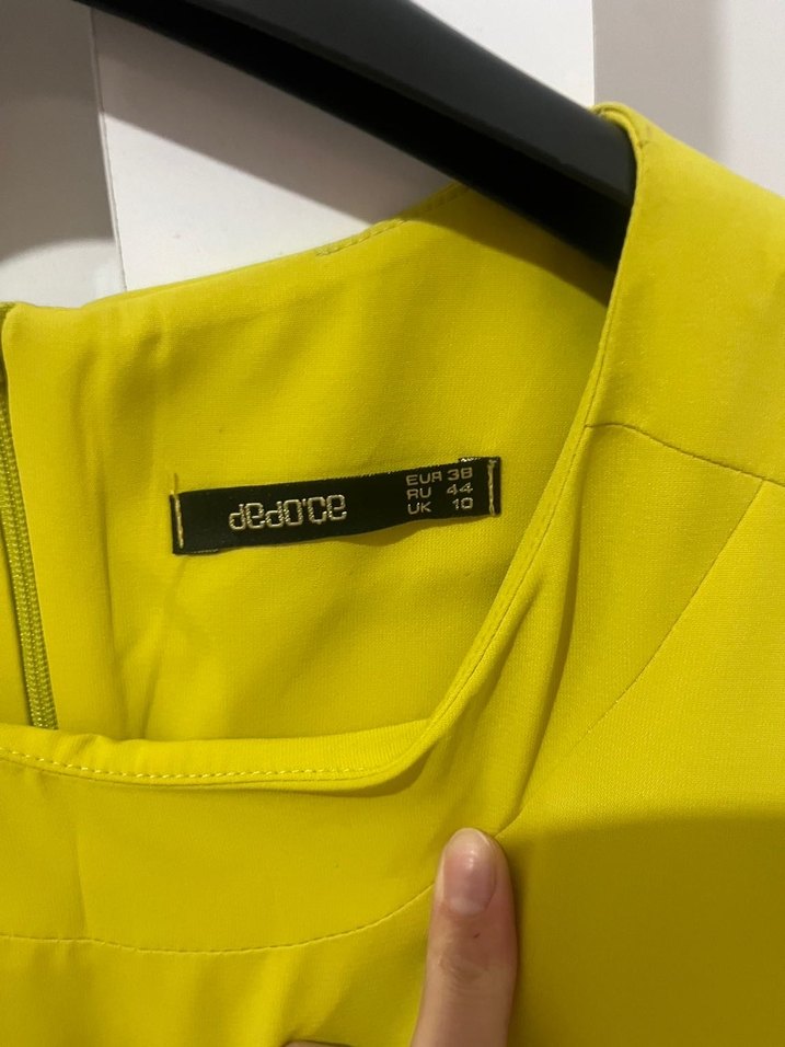 Sarı Kadın Kısa Kollu Mini elbise - Görsel 2