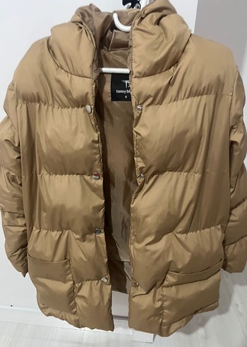 Bej Düğmeli Kadın Kışlık Mont - Görsel 7