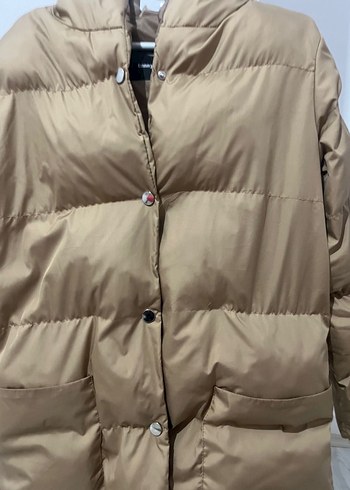 Bej Düğmeli Kadın Kışlık Mont - Görsel 3