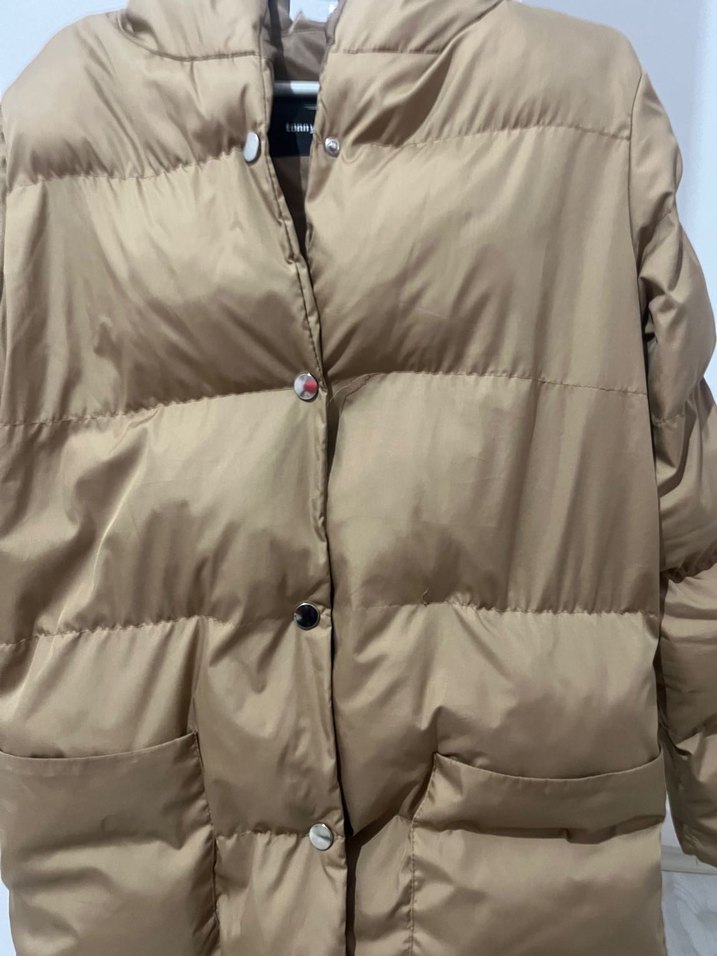 Bej Düğmeli Kadın Kışlık Mont - Görsel 3