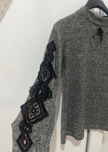 Gri Örgü Kadın Kazak - Görsel 2