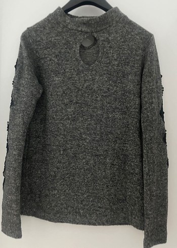 Gri Örgü Kadın Kazak - Görsel 4