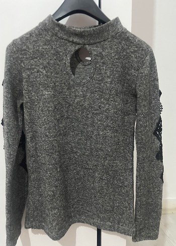 Gri Örgü Kadın Kazak - Görsel 3