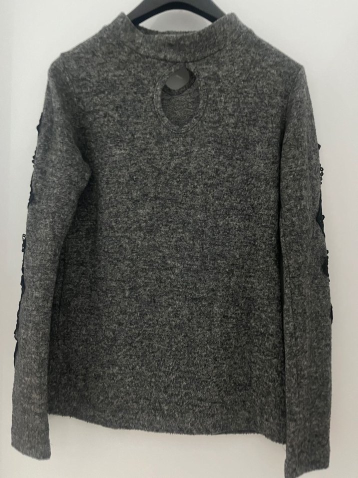 Gri Örgü Kadın Kazak - Görsel 4