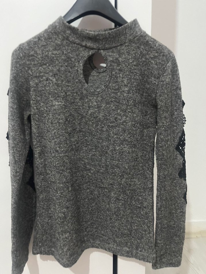 Gri Örgü Kadın Kazak - Görsel 3