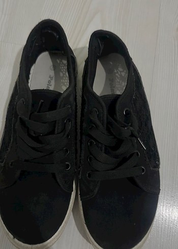 Siyah Dantel Detaylı Kadın Spor Ayakkabı - Görsel 4