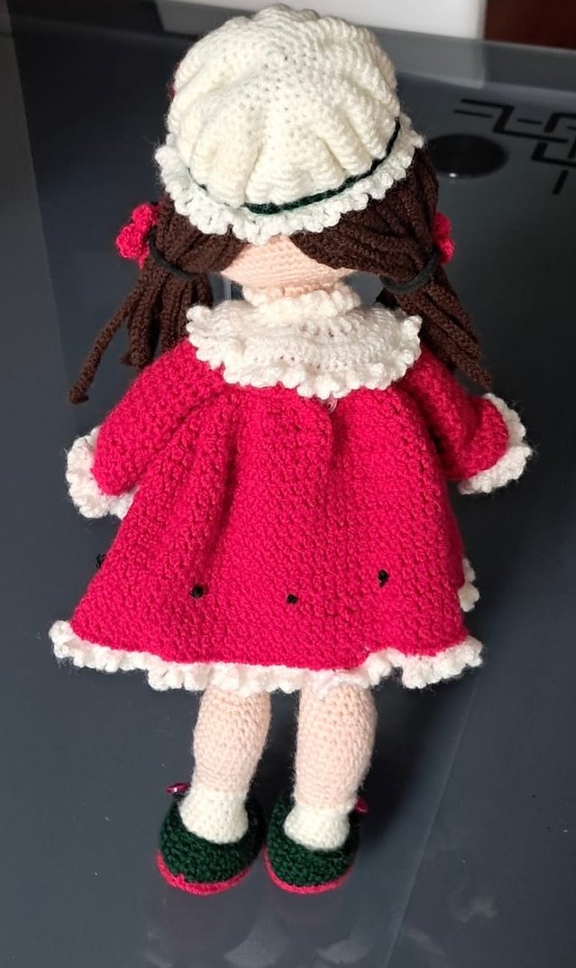 Pembe Örgü Bebek Oyuncak orijinal el yapımı - Görsel 2