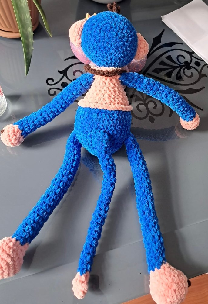 Mavi Renkli Peluş Maymun Oyuncak - Görsel 2