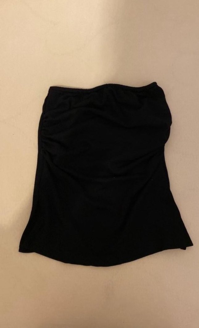 Siyah Straplez Kısa Denim Büstiyer - Görsel 2