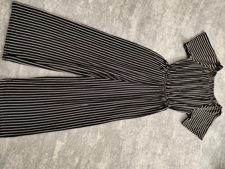 Çizgili likralı kadın tulum - Görsel 4