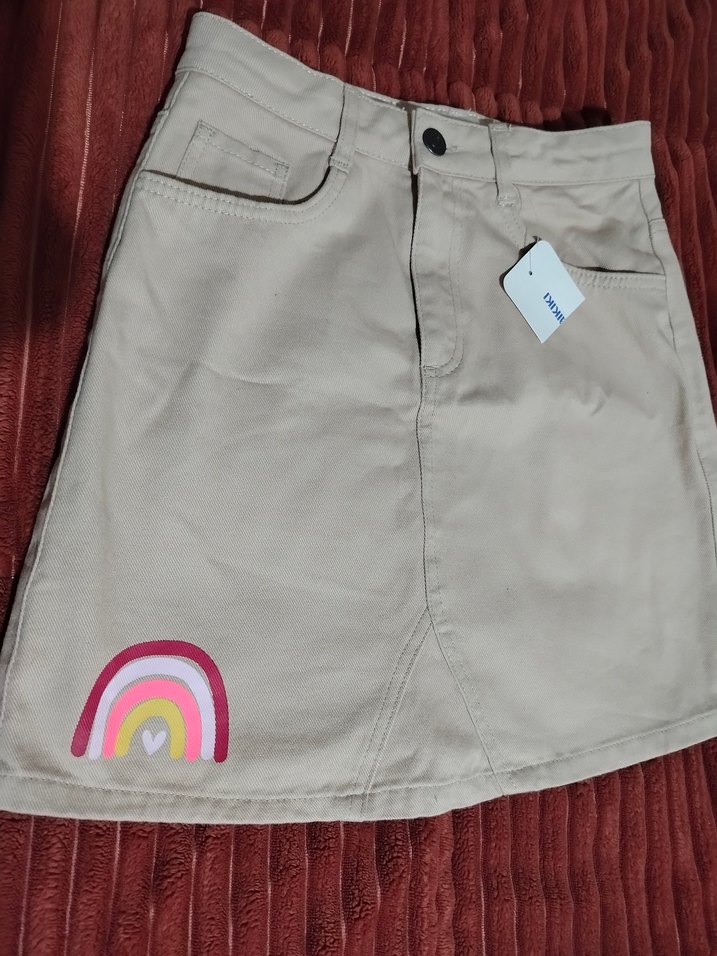 Sıfır etiketli LC Waikiki krem rengi kot etek 11-12 yaş - Görsel 3