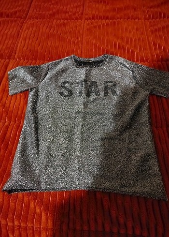 Gri yarı transparan t-shirt  simleri dökülmez - Görsel 3