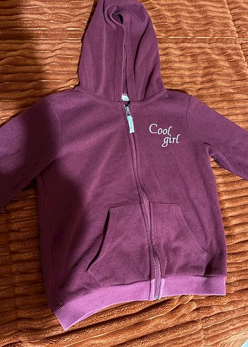 Bordo Kapüşonlu Fermuarlı Kız Sweatshirt - Görsel 3