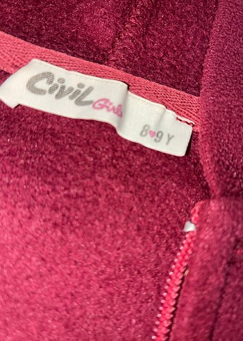 Bordo Kapüşonlu Fermuarlı Kız Sweatshirt - Görsel 4