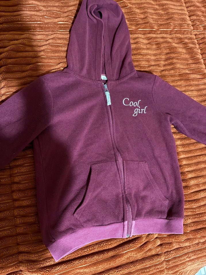 Bordo Kapüşonlu Fermuarlı Kız Sweatshirt - Görsel 3