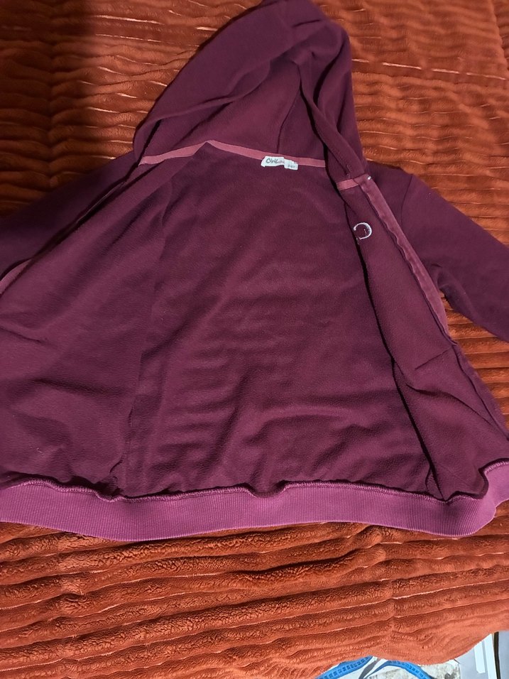 Bordo Kapüşonlu Fermuarlı Kız Sweatshirt - Görsel 5