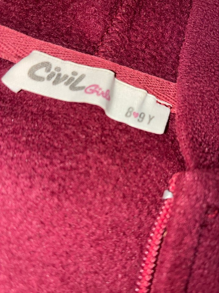 Bordo Kapüşonlu Fermuarlı Kız Sweatshirt - Görsel 4