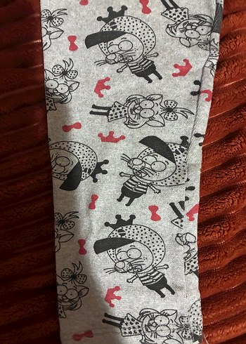 Kız Çocuk Gri Baskılı Pamuklu Tayt - Görsel 2