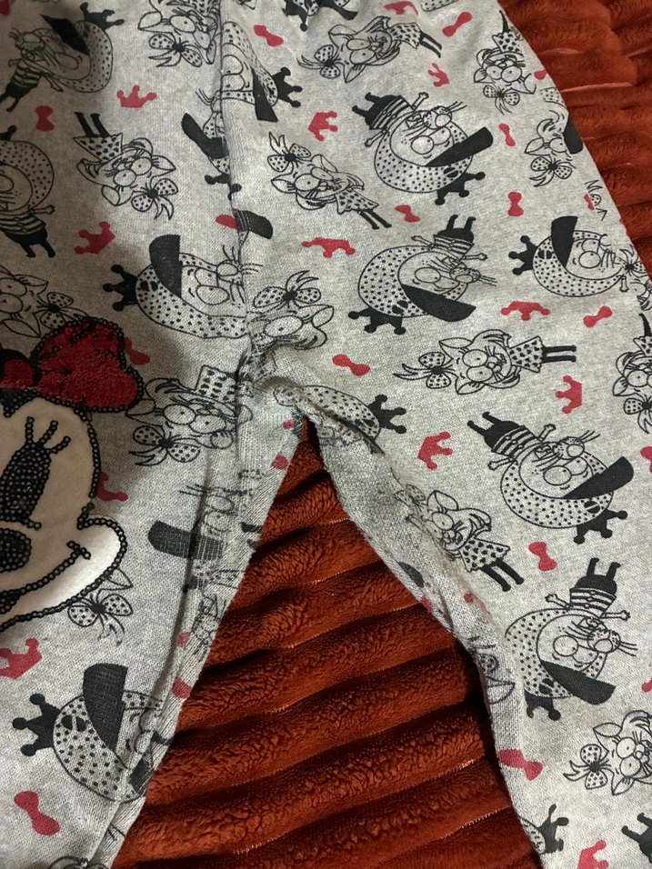 Kız Çocuk Gri Baskılı Pamuklu Tayt - Görsel 4