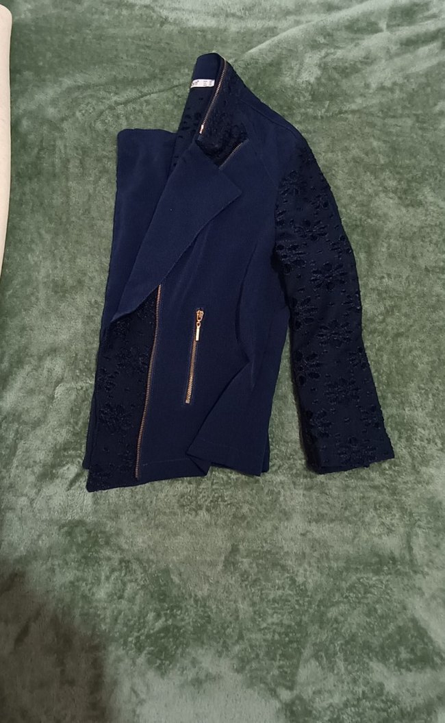 Nakışlı Lacivert Mini Kadın Ceket - Görsel 2