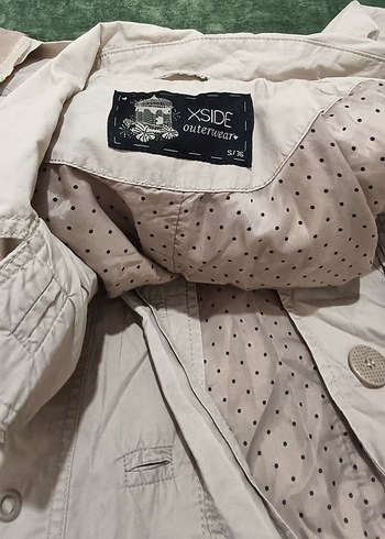 Bej Uzun Kadın Trençkot Düğmeli - Görsel 3