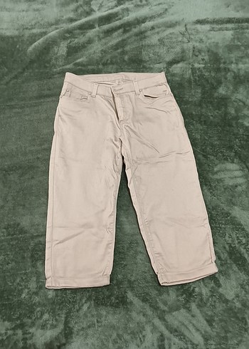 Bej Kadın Kısa Pamuk Pantolon - Görsel 2