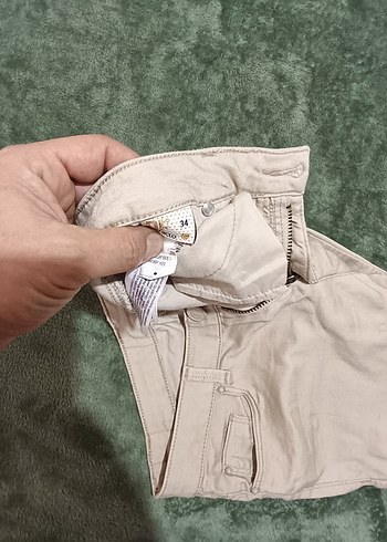 Bej Kadın Kısa Pamuk Pantolon - Görsel 3