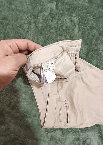 Bej Kadın Kısa Pamuk Pantolon - Görsel 4