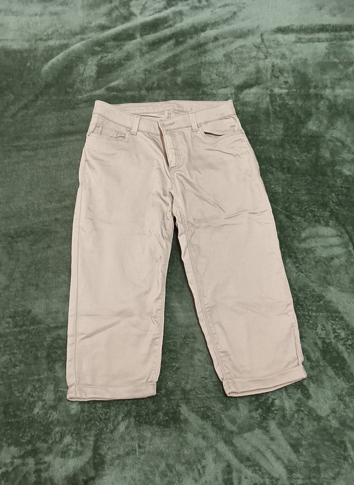 Bej Kadın Kısa Pamuk Pantolon - Görsel 2