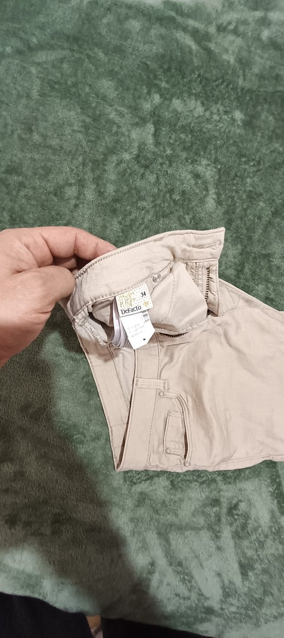 Bej Kadın Kısa Pamuk Pantolon - Görsel 4