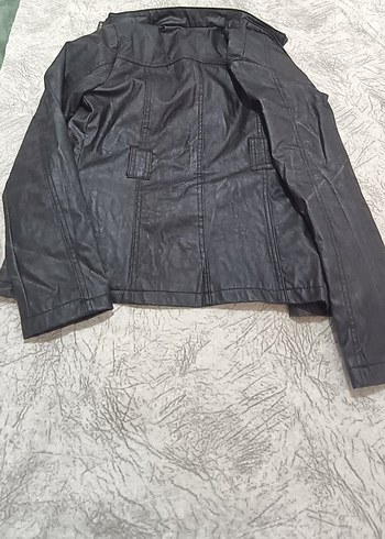 Kadın Siyah Deri Biker Ceket - Görsel 4