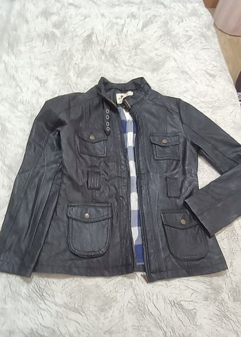 Kadın Siyah Deri Biker Ceket - Görsel 3