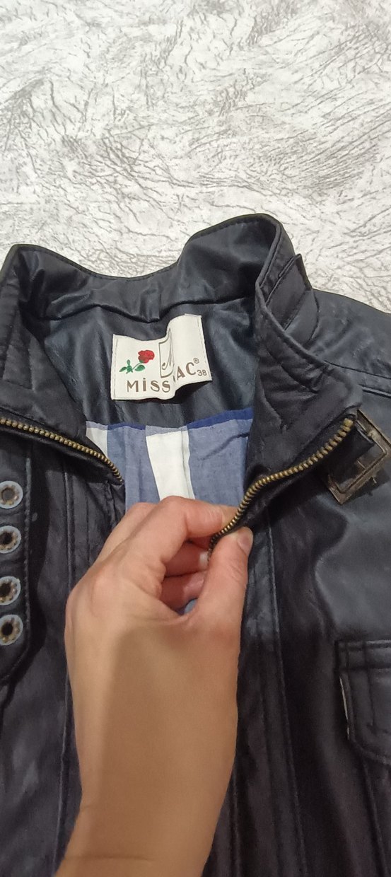 Kadın Siyah Deri Biker Ceket - Görsel 2