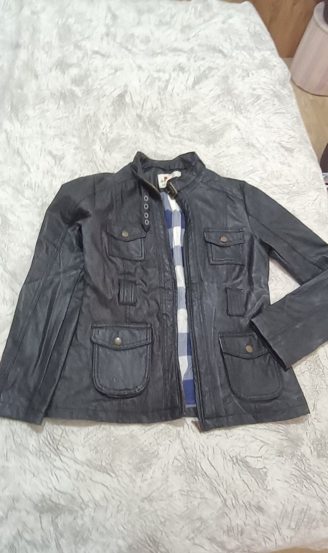 Kadın Siyah Deri Biker Ceket - Görsel 3