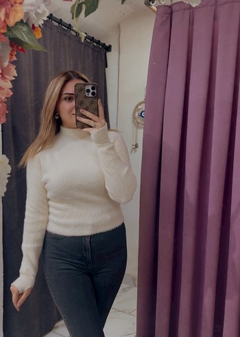 Bej Balıkçı Yaka Kadın Triko Kazak - Görsel 3