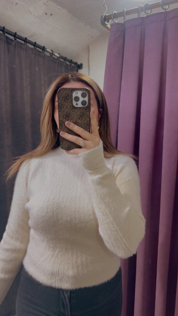 Bej Balıkçı Yaka Kadın Triko Kazak - Görsel 2