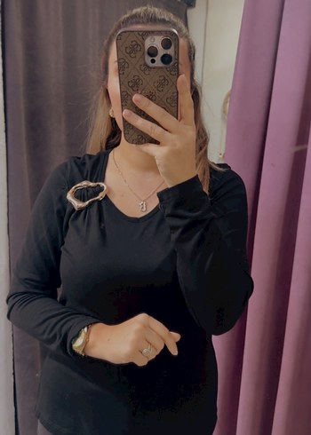 Siyah Süet Uzun Kollu V Yaka Bluz - Görsel 3