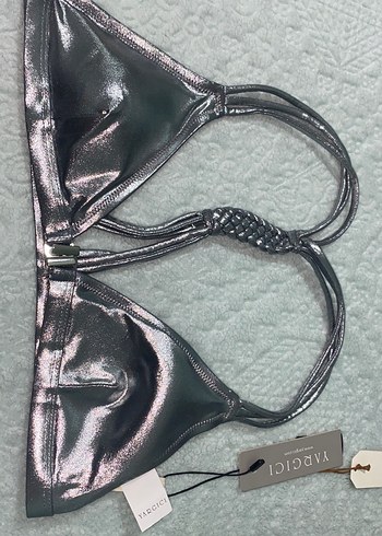 Gri Parlak Kadın Bikini Üstü - Görsel 2