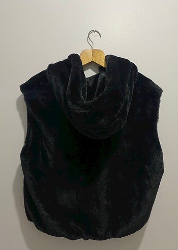 Siyah Kadın Kürk Detaylı Kolsuz Yelek - Görsel 6