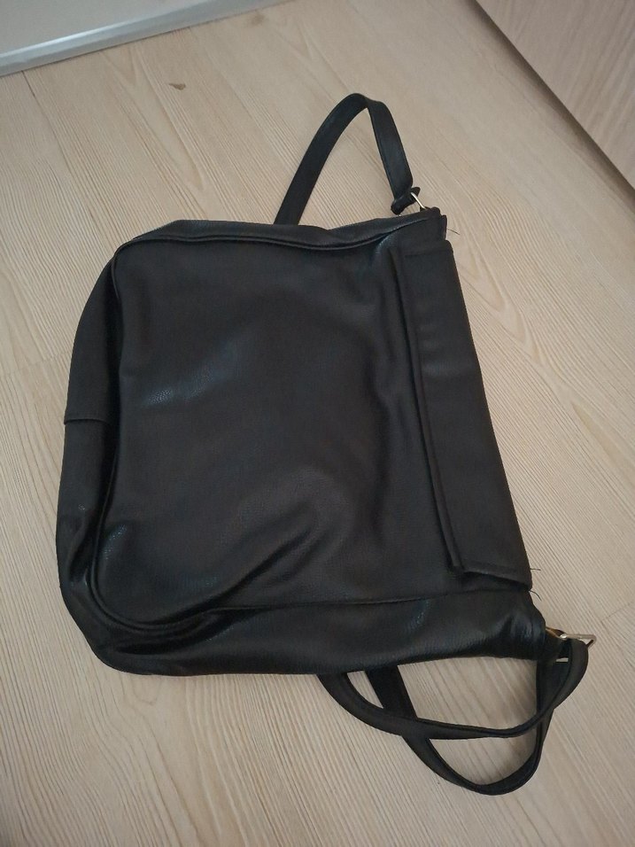 Siyah Deri Tokalı Kadın Çanta - Görsel 5