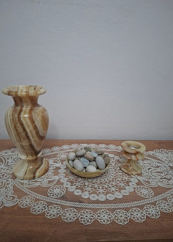 Bej Mermer Görünümlü Vazo - Görsel 3