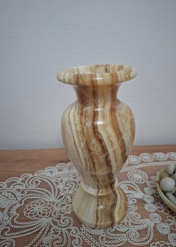 Bej Mermer Görünümlü Vazo - Görsel 4