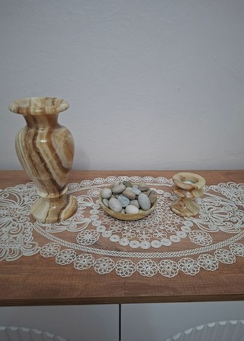 Bej Mermer Görünümlü Vazo - Görsel 2