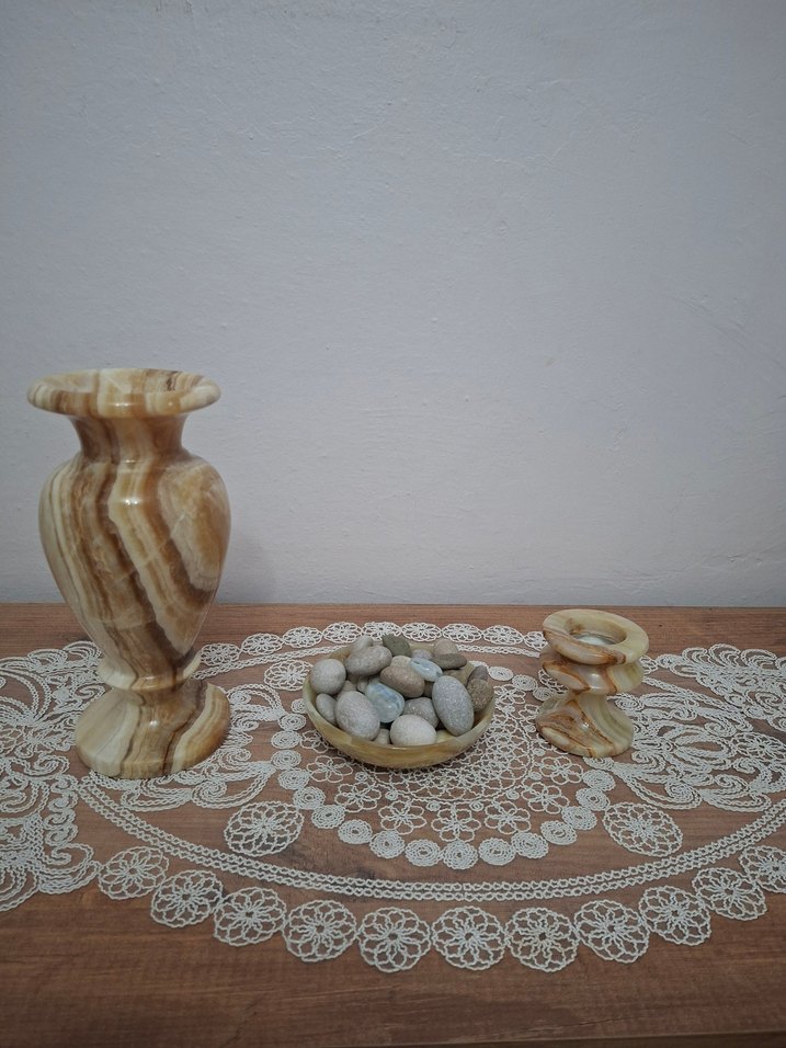 Bej Mermer Görünümlü Vazo - Görsel 3