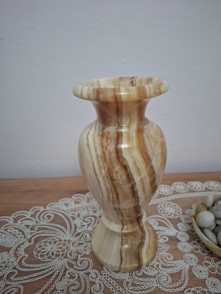 Bej Mermer Görünümlü Vazo - Görsel 4