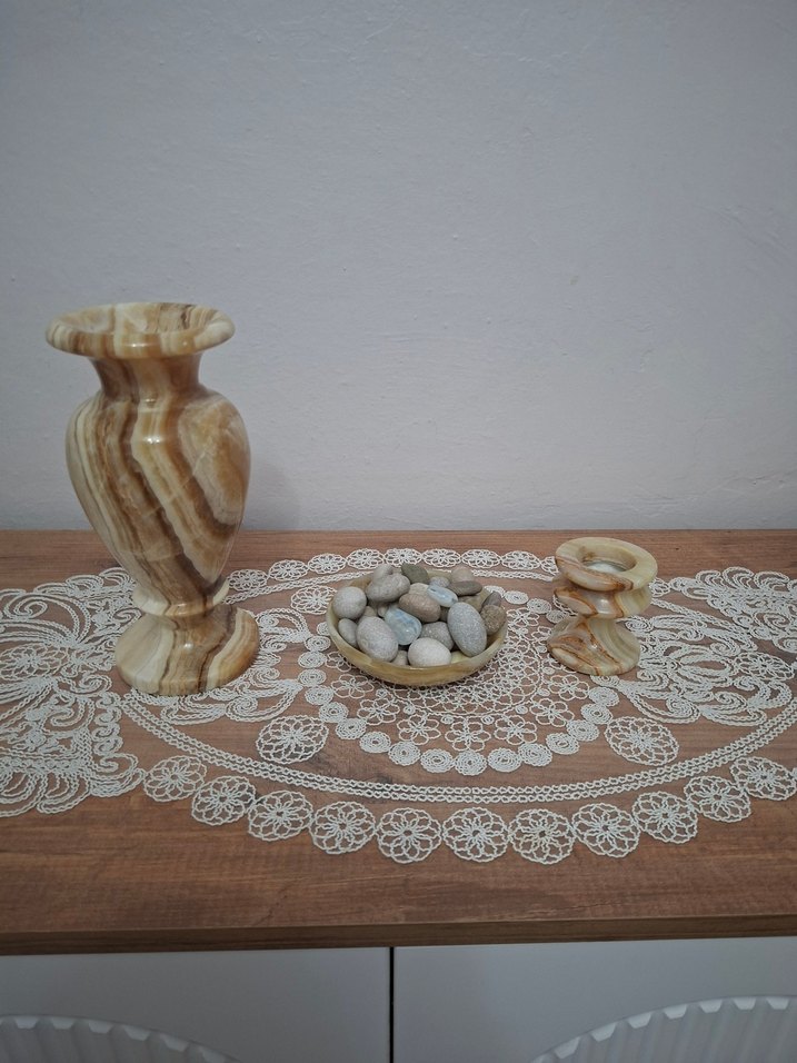 Bej Mermer Görünümlü Vazo - Görsel 2