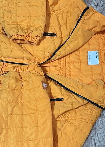 Turuncu crop Kapitone ceket