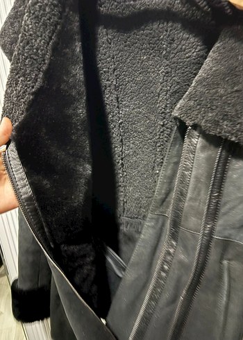 Kürk Detaylı Siyah Deri Kadın Ceket - Görsel 2