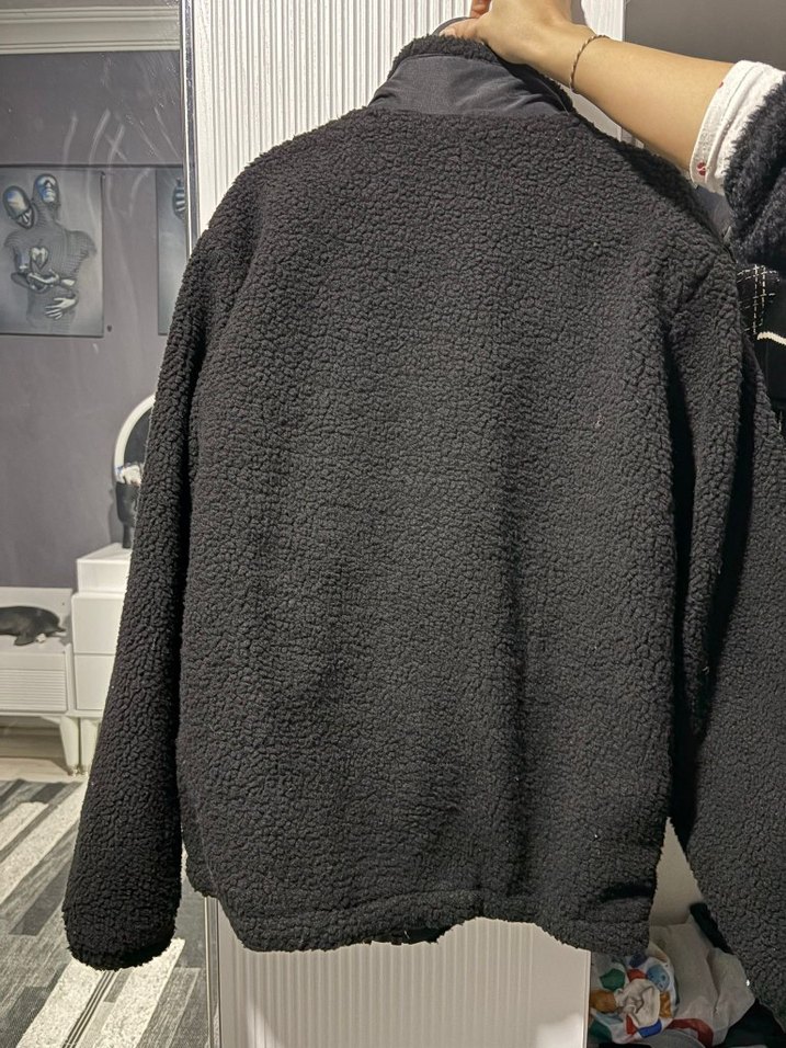 Siyah Fermuarlı erkek Polar Ceket - Görsel 3